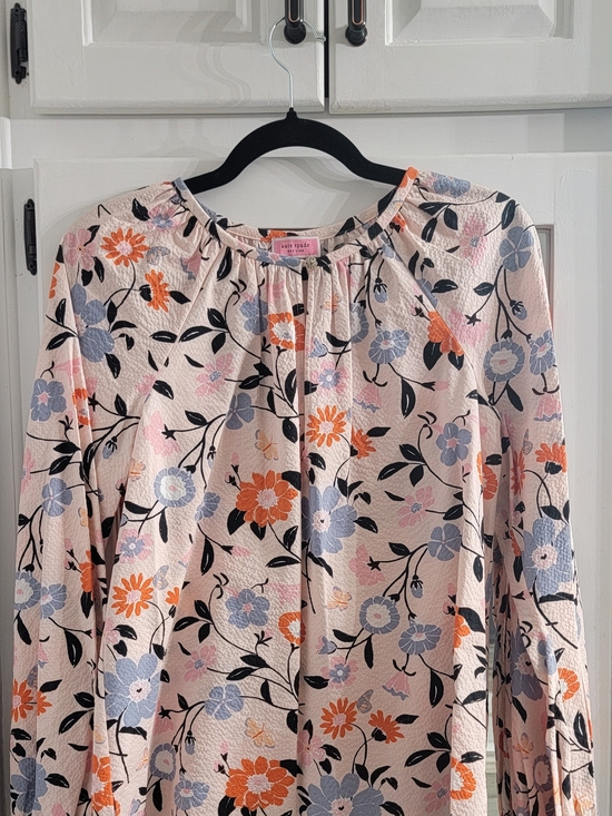 kate spade Tops - kate spade Pink Floral Long-Sleeve Blouse with Blue and Orange Flowers